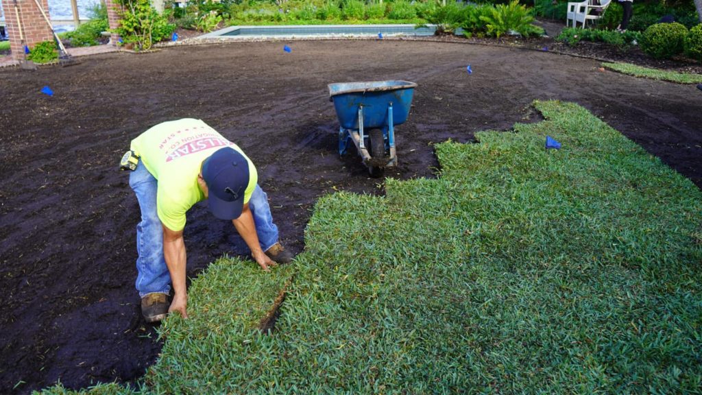 Man Laying Sod Citrablue St Augustine