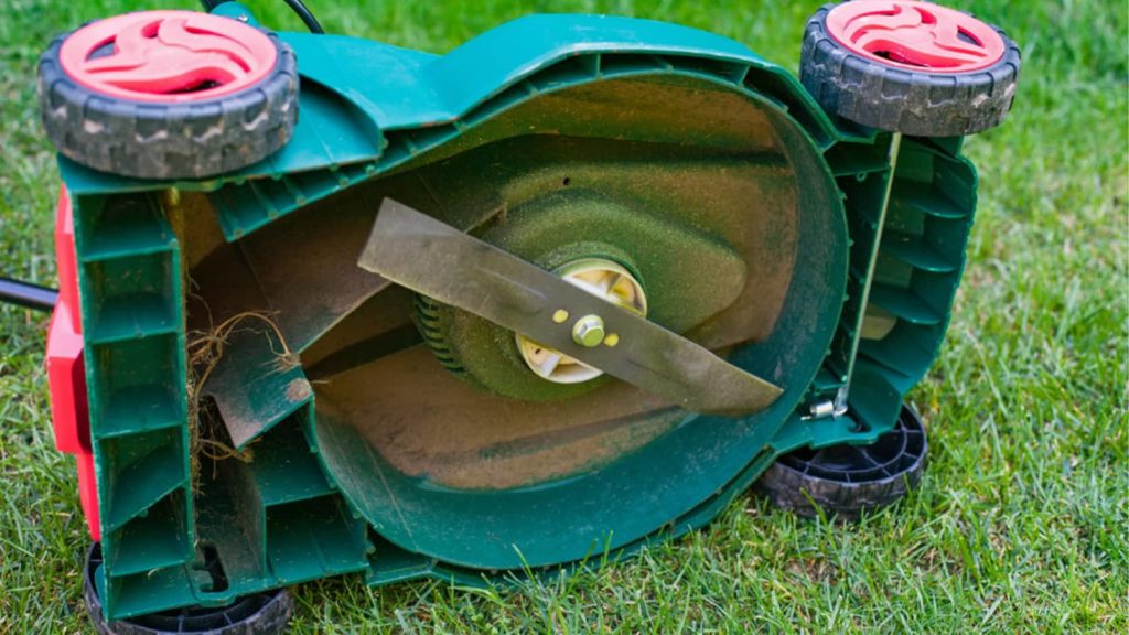 Underneath Lawn Mower Blade Sharpen