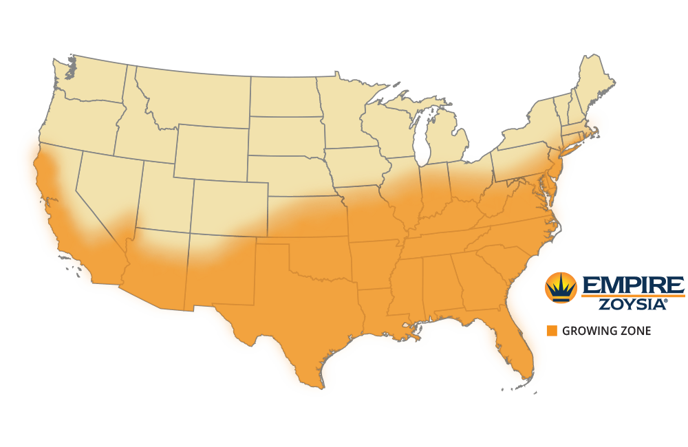 EMPIRE Zoysia Growing Zone Map
