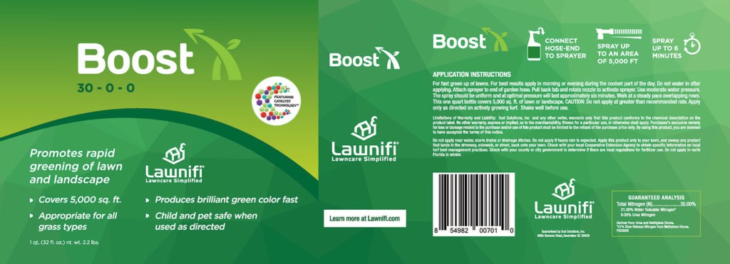 Lawnifi Boost liquid fertilizer label
